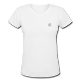 Women's V-Neck T-Shirt   WITH SILIVER  LOGO - white