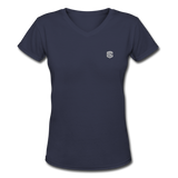 Women's V-Neck T-Shirt   WITH SILIVER  LOGO - navy