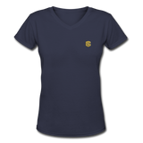 Women's V-Neck T-Shirt   WITH GOLD LOGO - navy