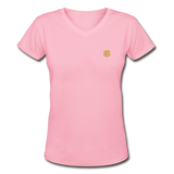 Women's V-Neck T-Shirt   WITH GOLD LOGO - pink