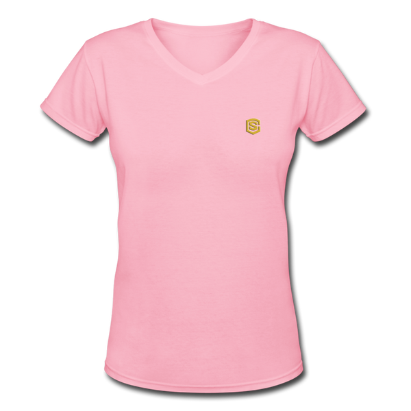 Women's V-Neck T-Shirt   WITH GOLD LOGO - pink