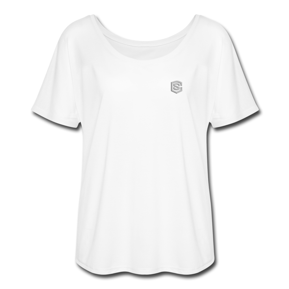 Women’s Flowy T-Shirt   WITH SILIVER LOGO - white