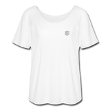 Women’s Flowy T-Shirt   WITH SILIVER LOGO - white