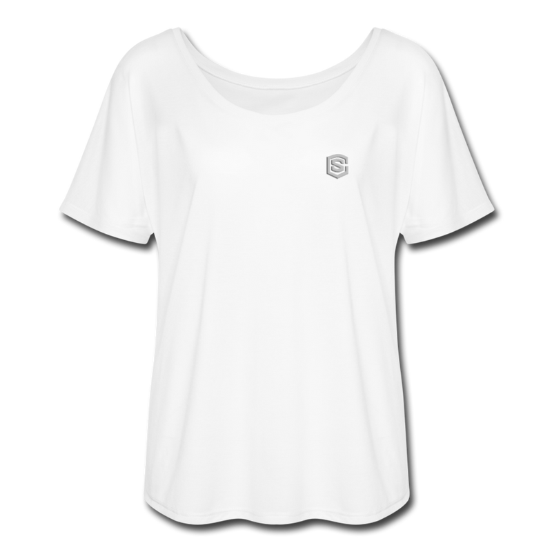 Women’s Flowy T-Shirt   WITH SILIVER LOGO - white