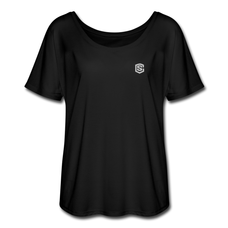 Women’s Flowy T-Shirt   WITH SILIVER LOGO - black