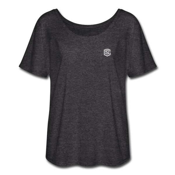 Women’s Flowy T-Shirt   WITH SILIVER LOGO - charcoal gray