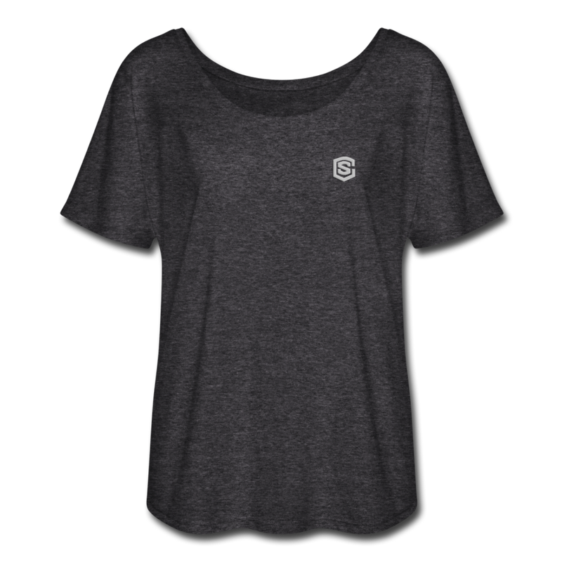 Women’s Flowy T-Shirt   WITH SILIVER LOGO - charcoal gray