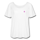 Women’s Flowy T-Shirt   WITH PINK LOGO - white