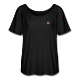 Women’s Flowy T-Shirt   WITH PINK LOGO - black