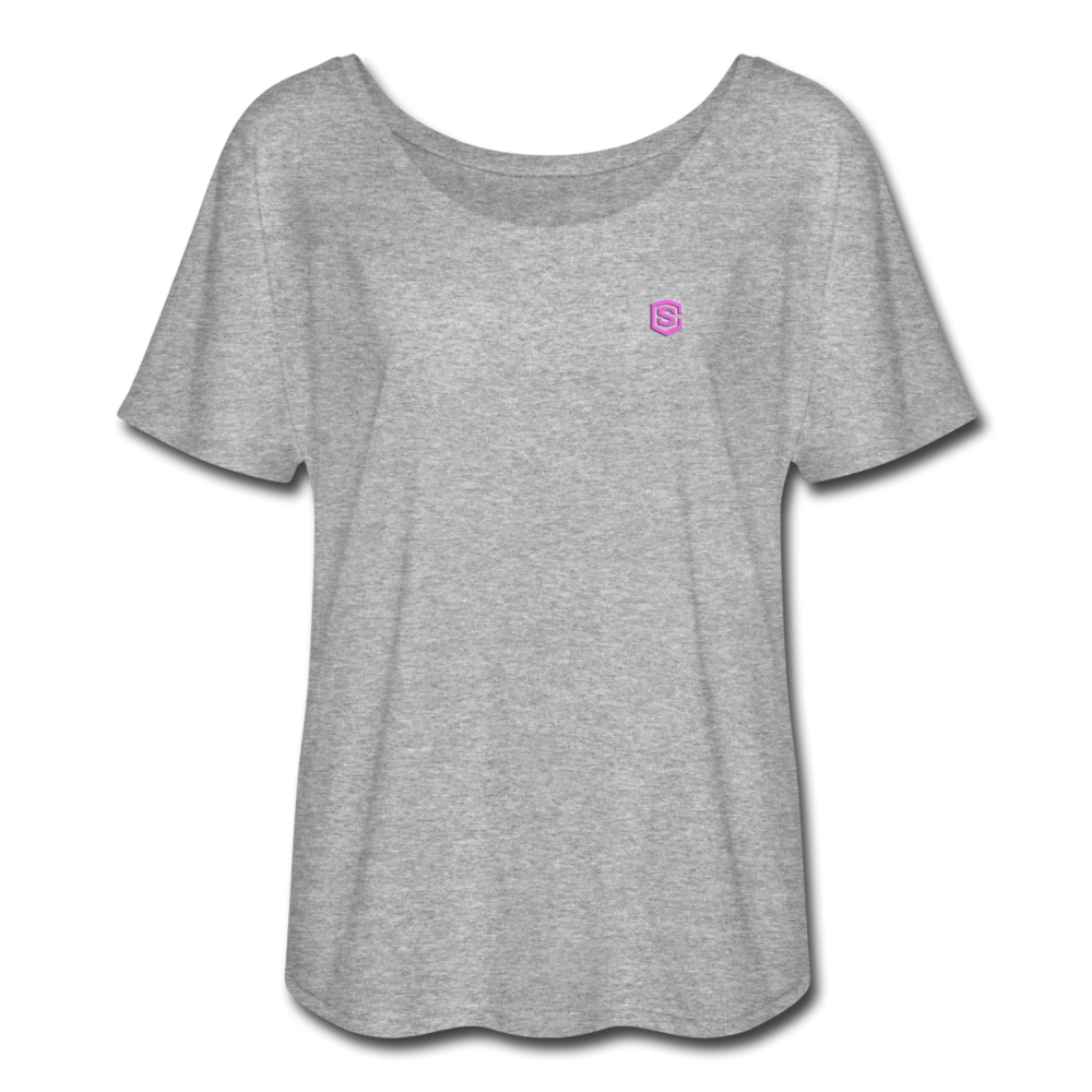 Women’s Flowy T-Shirt   WITH PINK LOGO - heather gray