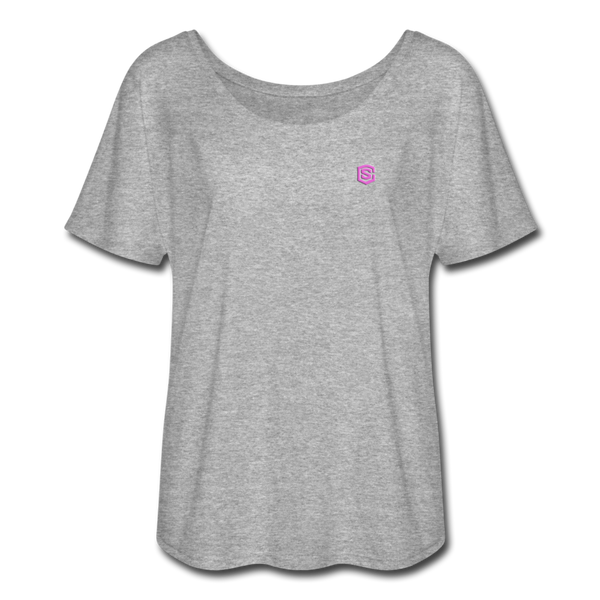 Women’s Flowy T-Shirt   WITH PINK LOGO - heather gray