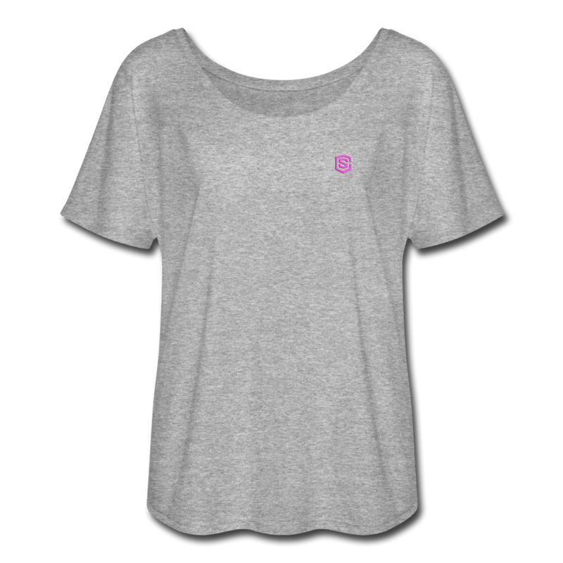 Women’s Flowy T-Shirt   WITH PINK LOGO - heather gray