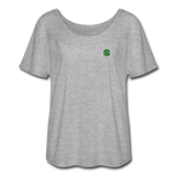 Women’s Flowy T-Shirt   WITH GREEN LOGO - heather gray