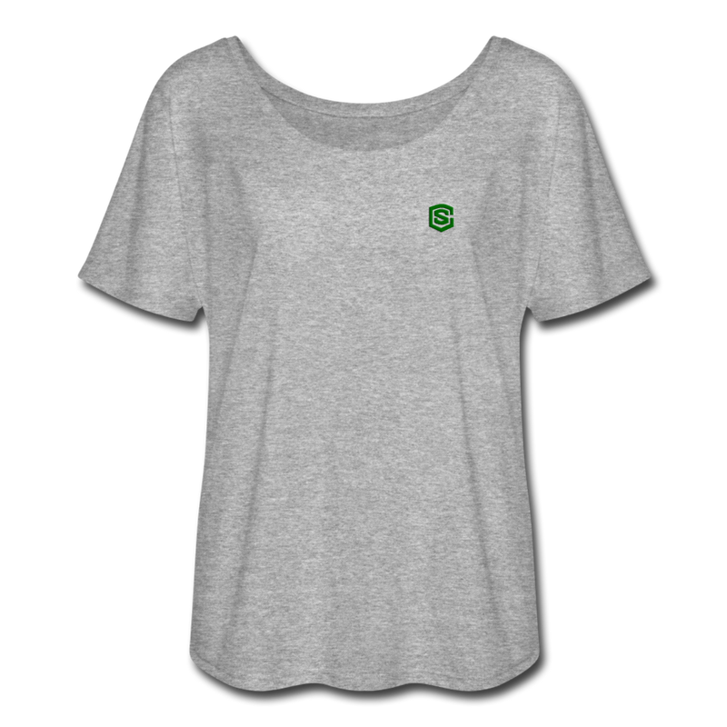 Women’s Flowy T-Shirt   WITH GREEN LOGO - heather gray