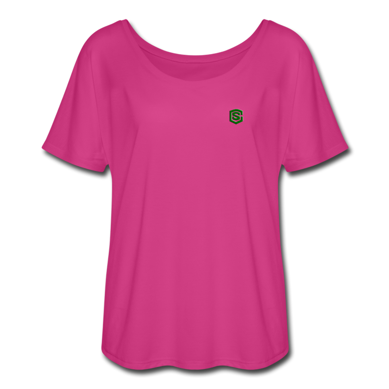 Women’s Flowy T-Shirt   WITH GREEN LOGO - dark pink