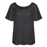 Women’s Flowy T-Shirt   WITH GREEN LOGO - charcoal gray