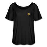 Women’s Flowy T-Shirt   WITH GOLD LOGO - black