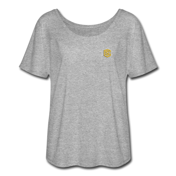 Women’s Flowy T-Shirt   WITH GOLD LOGO - heather gray