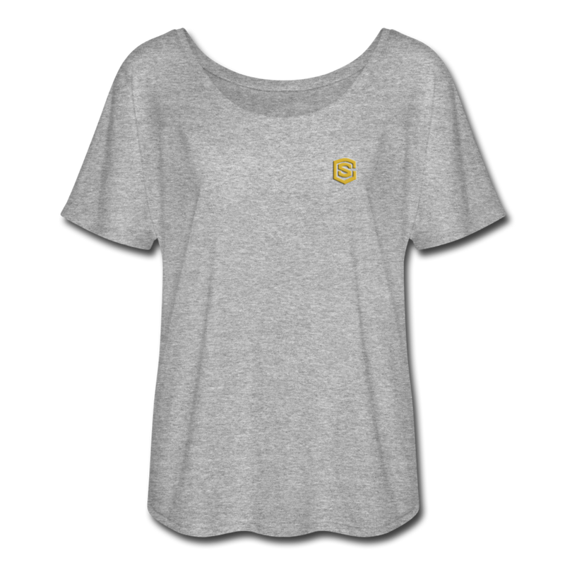 Women’s Flowy T-Shirt   WITH GOLD LOGO - heather gray