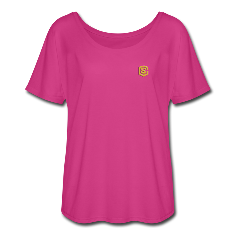 Women’s Flowy T-Shirt   WITH GOLD LOGO - dark pink