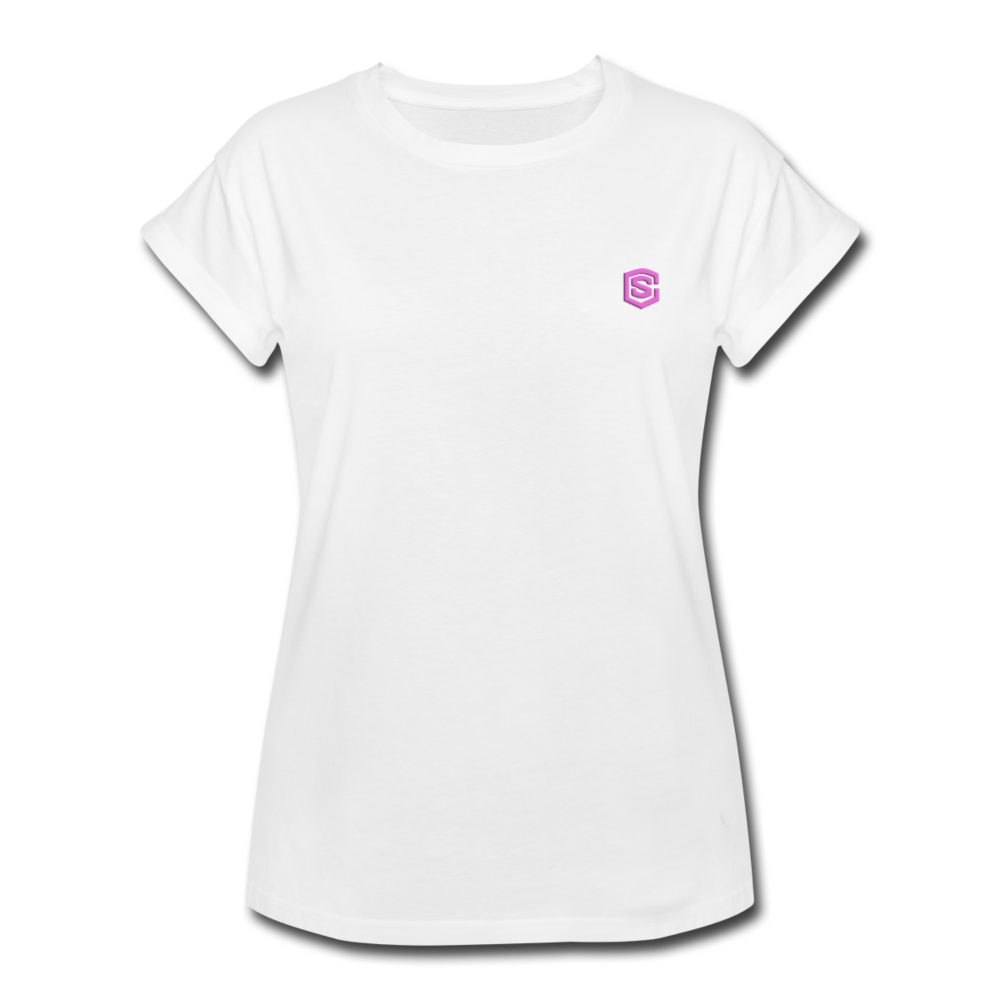 Women's Relaxed Fit T-Shirt   WITH PINK LOGO - white