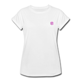 Women's Relaxed Fit T-Shirt   WITH PINK LOGO - white