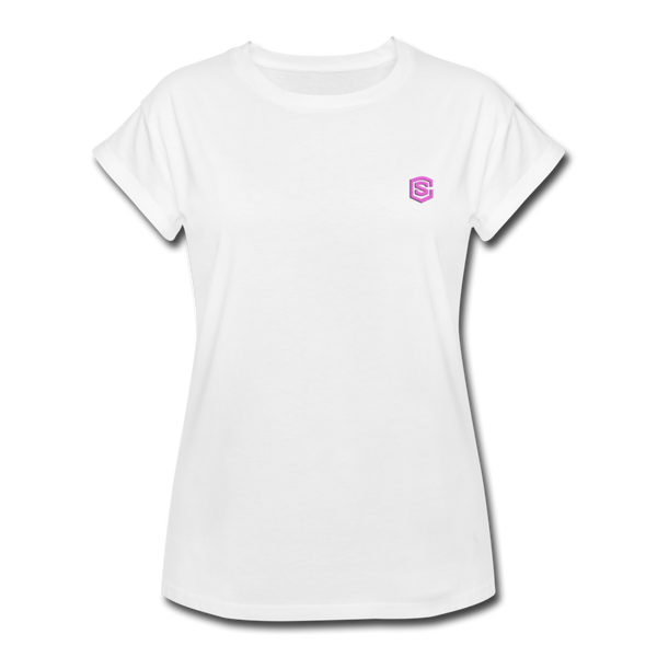 Women's Relaxed Fit T-Shirt   WITH PINK LOGO - white