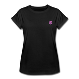 Women's Relaxed Fit T-Shirt   WITH PINK LOGO - black