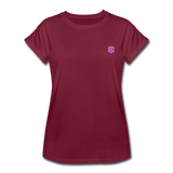 Women's Relaxed Fit T-Shirt   WITH PINK LOGO - burgundy