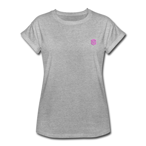 Women's Relaxed Fit T-Shirt   WITH PINK LOGO - heather gray