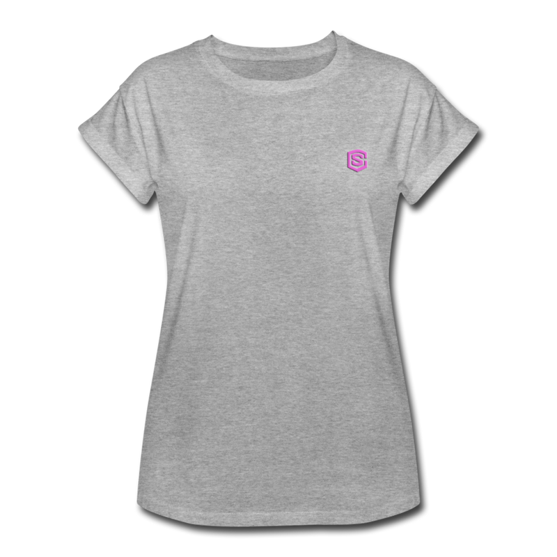 Women's Relaxed Fit T-Shirt   WITH PINK LOGO - heather gray