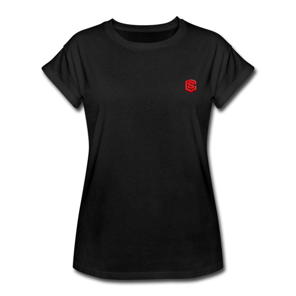 Women's Relaxed Fit T-Shirt   WITH RED LOGO - black