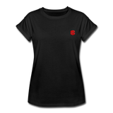 Women's Relaxed Fit T-Shirt   WITH RED LOGO - black