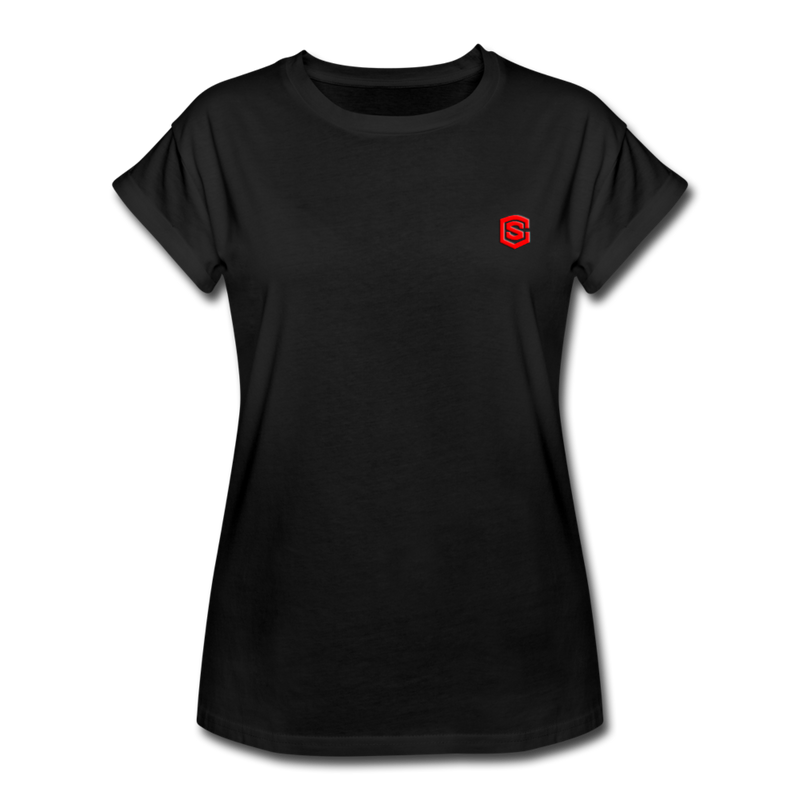 Women's Relaxed Fit T-Shirt   WITH RED LOGO - black