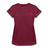 Women's Relaxed Fit T-Shirt   WITH RED LOGO - burgundy