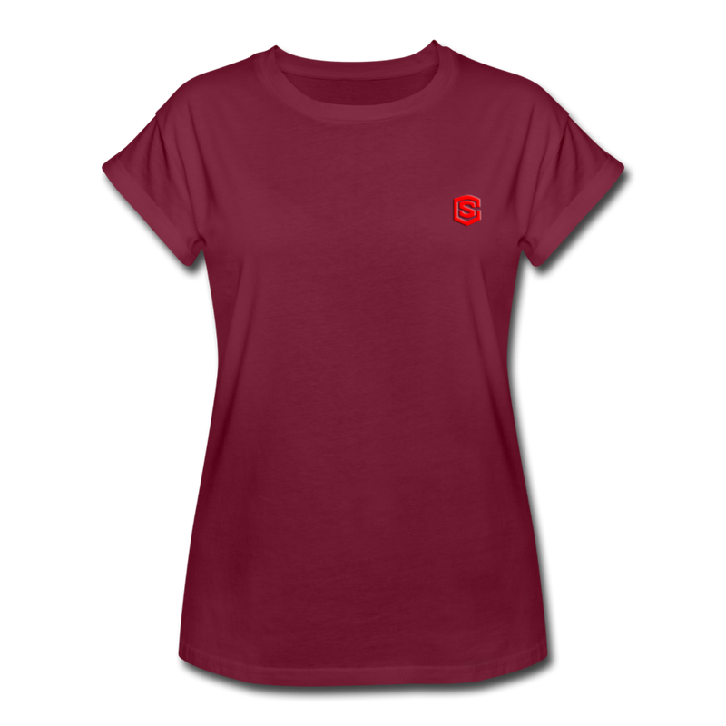 Women's Relaxed Fit T-Shirt   WITH RED LOGO - burgundy