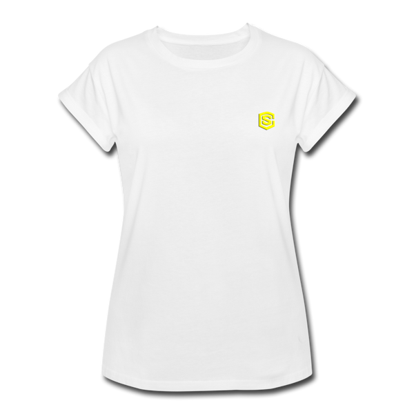 Women's Relaxed Fit T-Shirt   WITH YELLOW  LOGO - white