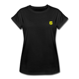 Women's Relaxed Fit T-Shirt   WITH YELLOW  LOGO - black