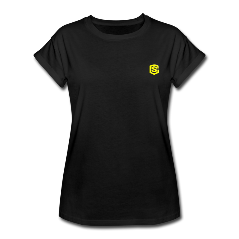 Women's Relaxed Fit T-Shirt   WITH YELLOW  LOGO - black