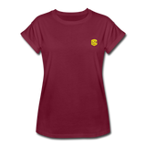 Women's Relaxed Fit T-Shirt   WITH YELLOW  LOGO - burgundy