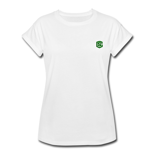 Women's Relaxed Fit T-Shirt   WITH GREEN LOGO - white