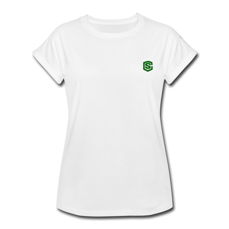 Women's Relaxed Fit T-Shirt   WITH GREEN LOGO - white