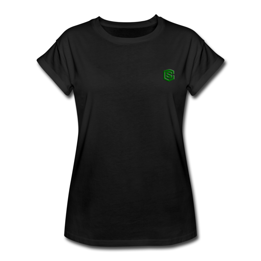Women's Relaxed Fit T-Shirt   WITH GREEN LOGO - black