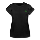 Women's Relaxed Fit T-Shirt   WITH GREEN LOGO - black