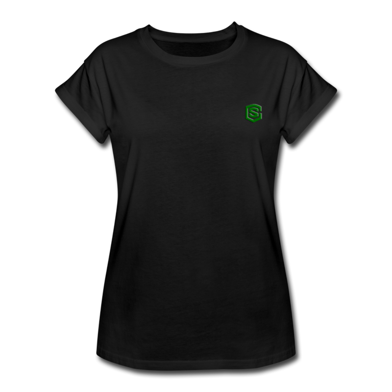 Women's Relaxed Fit T-Shirt   WITH GREEN LOGO - black