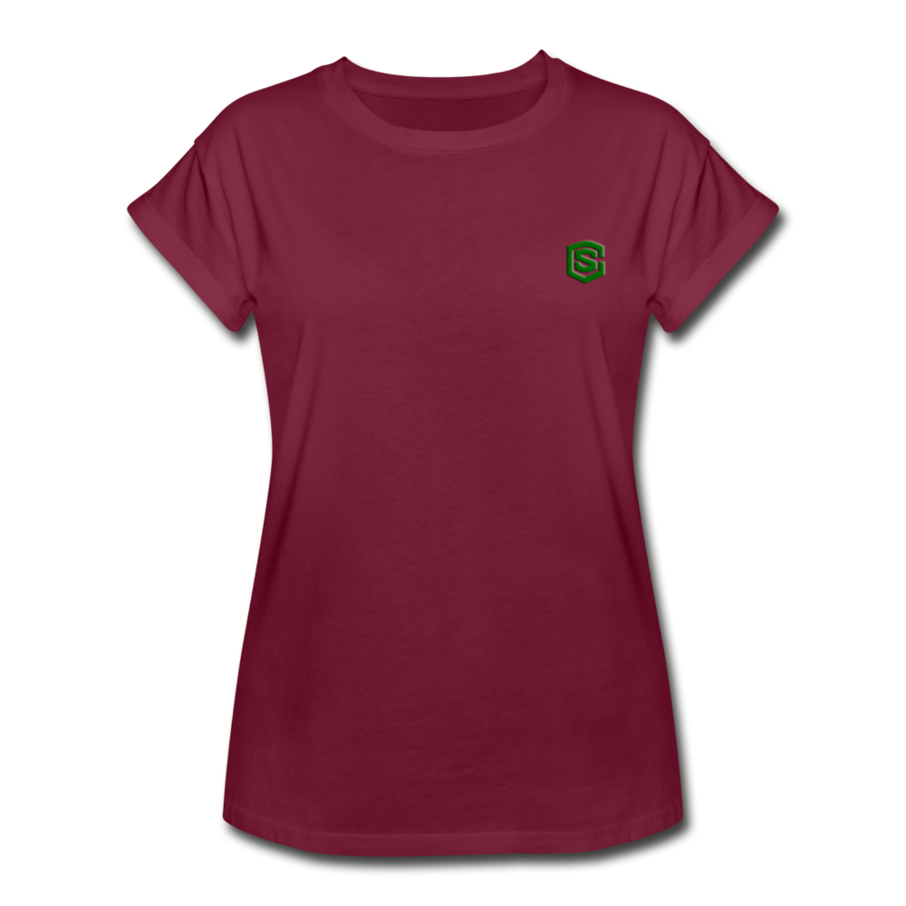 Women's Relaxed Fit T-Shirt   WITH GREEN LOGO - burgundy