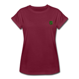 Women's Relaxed Fit T-Shirt   WITH GREEN LOGO - burgundy