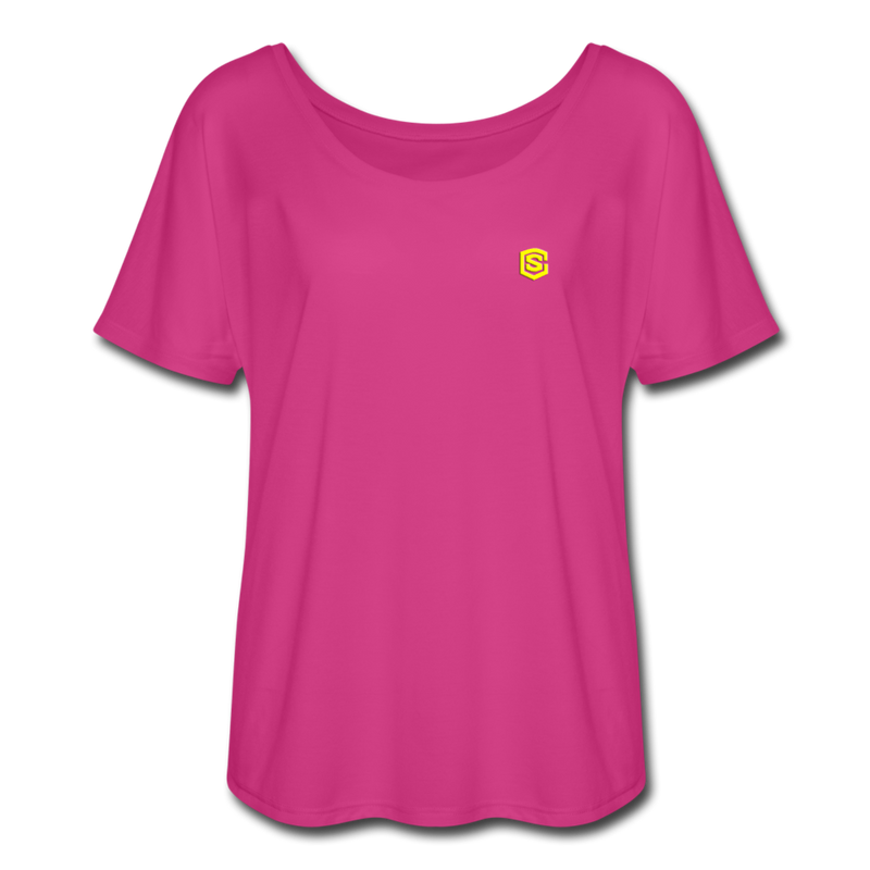 Women’s Flowy T-Shirt   WITH YELLOW LOGO - dark pink