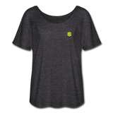 Women’s Flowy T-Shirt   WITH YELLOW LOGO - charcoal gray