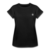 Women's Relaxed Fit T-Shirt   WITH SILIVER LOGO - black